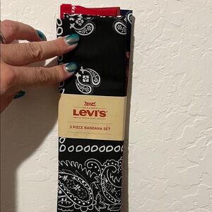 Levi's Rodeo Country Western Black, Blue and Red Bandana Set